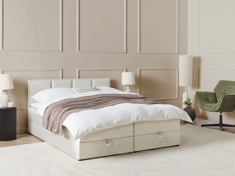 Ліжко-диван з тканиною для зберігання речей BARONET 160 x 200 см (розмір EU King) кольору кремово-білого 338775-645893 фото