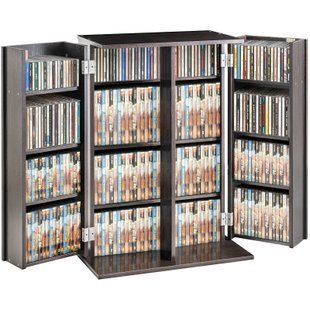 Мультимедійна шафа VEVOR, шафа для DVD-дисків з дверцятами та полицями, вміщує до 576 компакт-дисків, регульована полиця для DVD, захищає та впорядковує музику, фільми, відеоігри чи колекції &ndash; колір еспресо. 12877-DVDCDCCJLDS1BWRMWV0 фото