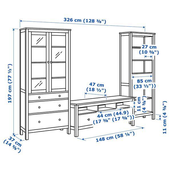 ИКЕА Тумба под телевизор HEMNES ХЕМНЭС, 392.995.65 Тумба под телевизор, белое пятно, прозрачное стекло, 326x197 см 392.995.65 фото
