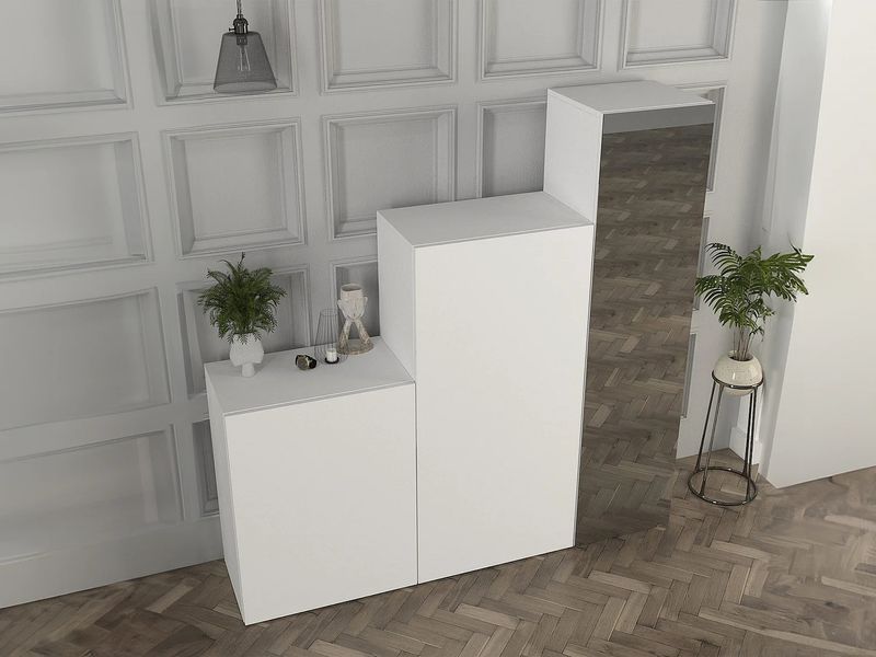 3-дверна модульна шафа - З дзеркалом - ширина 180 см - Біла - TELEZA 4531778-0005500 фото