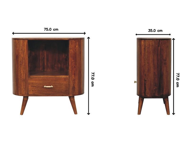 Шкаф Artisan Furniture из массива дерева цвета каштана Cortez с Т-образной ручкой и открытой полкой. 4794654-0006623 фото