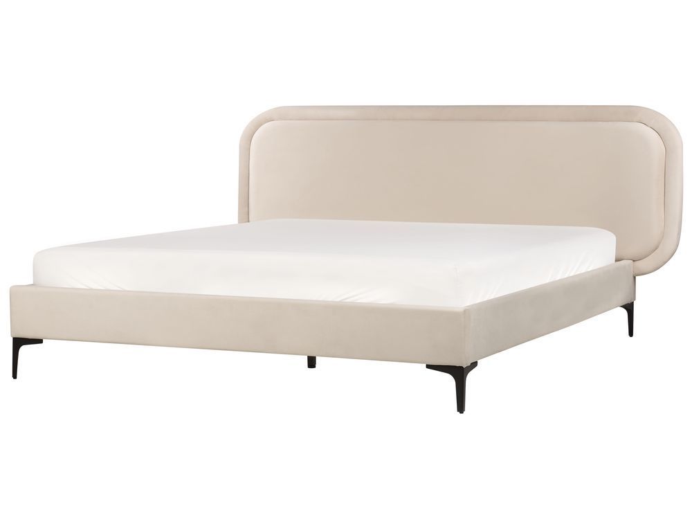 Ліжко оксамитове SUZETTE 160 x 200 см (EU King Size) Світло-бежева 312424-499087 фото