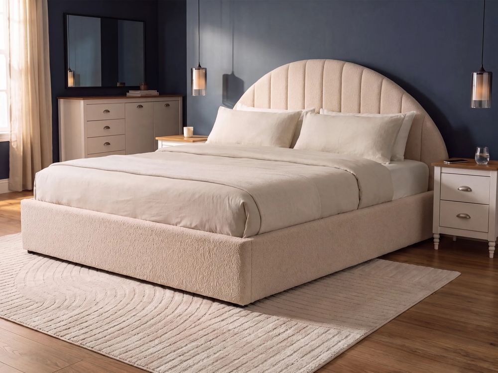 Кровать-пуф CHADENET Boucle светло-бежевого цвета, 160 x 200 см (размер EU King Size) 377701-841484 фото