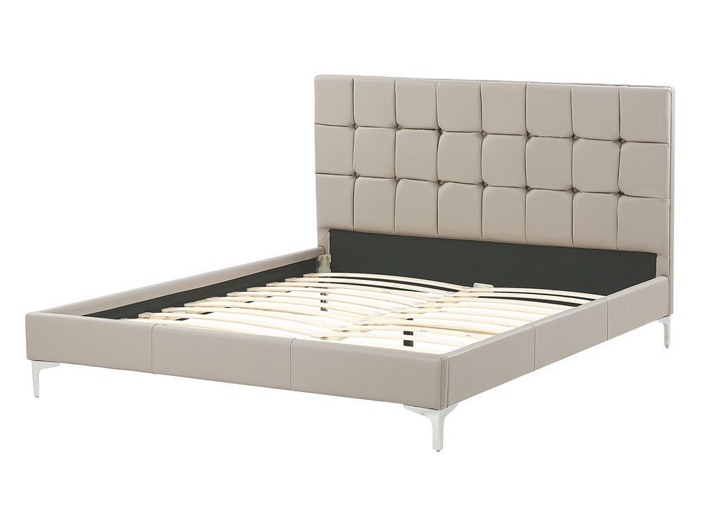 Ліжко Штучна шкіра AMBERT 140 х 200 см (EU Double) Taupe 271937-229267 фото