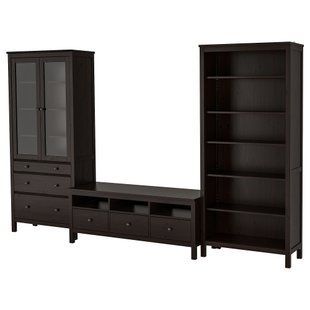 ИКЕА Тумба под телевизор HEMNES ХЕМНЭС, 492.995.60 Тумба под телевизор, черно-коричневый, прозрачное стекло, 326x197 см 492.995.60 фото