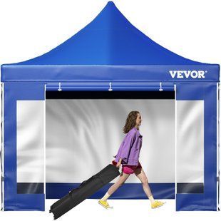 Складная беседка VEVOR 3х3м, 240 г, полиэстер с ПВХ-покрытием, раздвижная, 1,95-2,13м, регулируемая, для вечеринок, пляжа, синяя, для свадеб или других коммерческих мероприятий. 4067-DCSLTZP1010FTHPWAV0 фото
