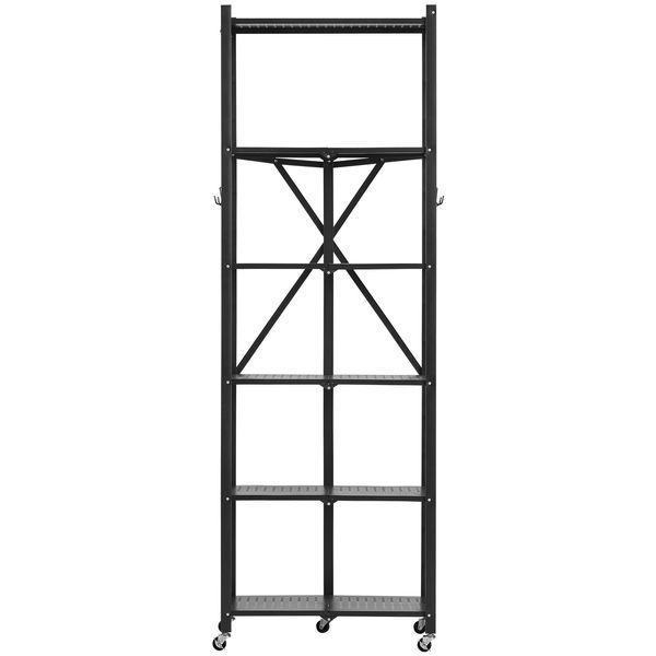 Складные 6-ярусные полки VEVOR на колесиках, 30 x 61 x 183 см, прочная складная полка, отдельно стоящая полка, полка для домашнего использования, кухонная полка, металлическая полка для гаража, кухни, подвала, черные 9975-YDKZDHJHS6C16QFT1001V0 фото
