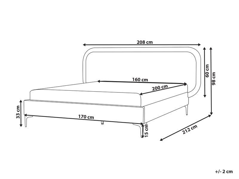 Ліжко оксамитове SUZETTE 160 x 200 см (EU King Size) Світло-бежева 312424-499087 фото