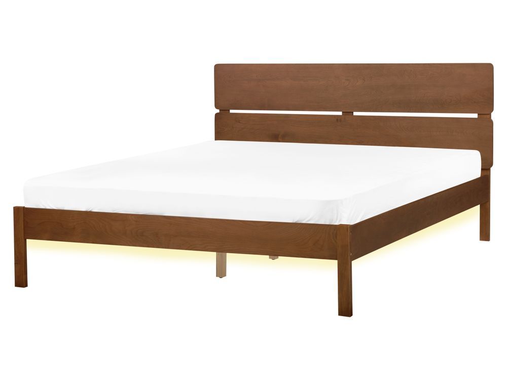 Ліжко з LED-підсвічуванням Wood BOISSET 160 x 200 см (EU King Size) Темно-коричневе 320203-447326 фото