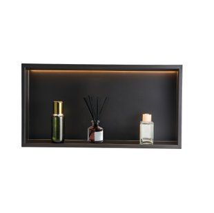 Вбудована душова лійка VEVOR, 10,16 x 33,02 x 63,5 см, зі світлодіодною стрічкою, органайзер для зберігання шампуню з нержавіючої сталі, міцна та проста в установці, чорна для ванної кімнати. 11433-BXGLYBKHS1C1RHCKZ001V7 фото