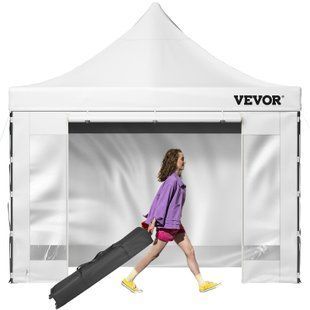 Складная беседка VEVOR 3х3м, 240 г, полиэстер с ПВХ-покрытием, раздвижная, 1,95-2,13м, регулируемая, для вечеринок, пляжа, белая, для свадеб или других коммерческих мероприятий. 4068-DCSLTZP1010FTX08HV0 фото