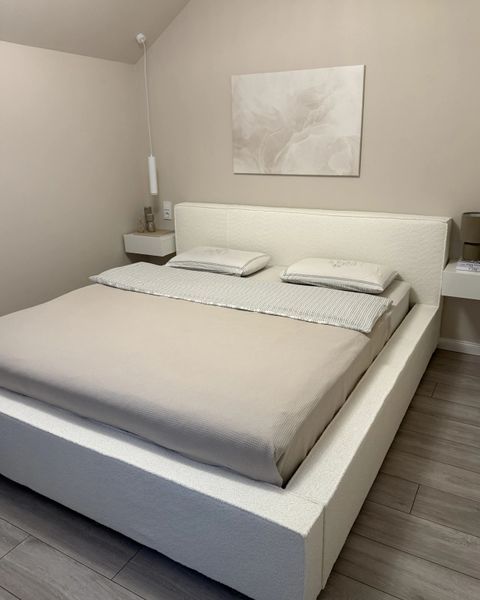 Ліжко букле MIRANDE 180 x 200 см (EU Super King) кольору кремово-білого 341852-565950 фото