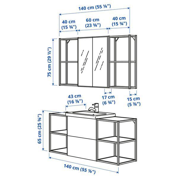 ИКЕА Ванная комната ENHET, 495.478.00 Ванная комната, белый, 140x43x65 см 495.478.00 фото
