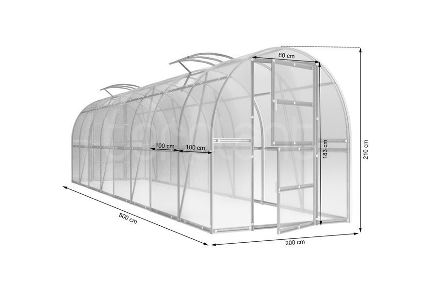 Теплица Terplant Comfort из поликарбоната, размер 2x8 м. 325213-2220395 фото