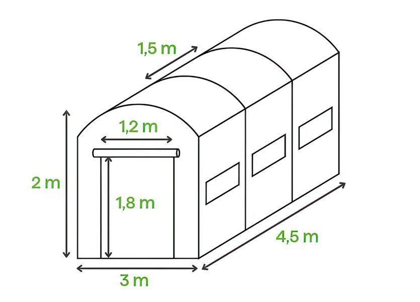 ПОДВІЙНИЙ тунель для дверей 3x4,5x2 - 13,5 м2 зелений 003324-9991036 фото