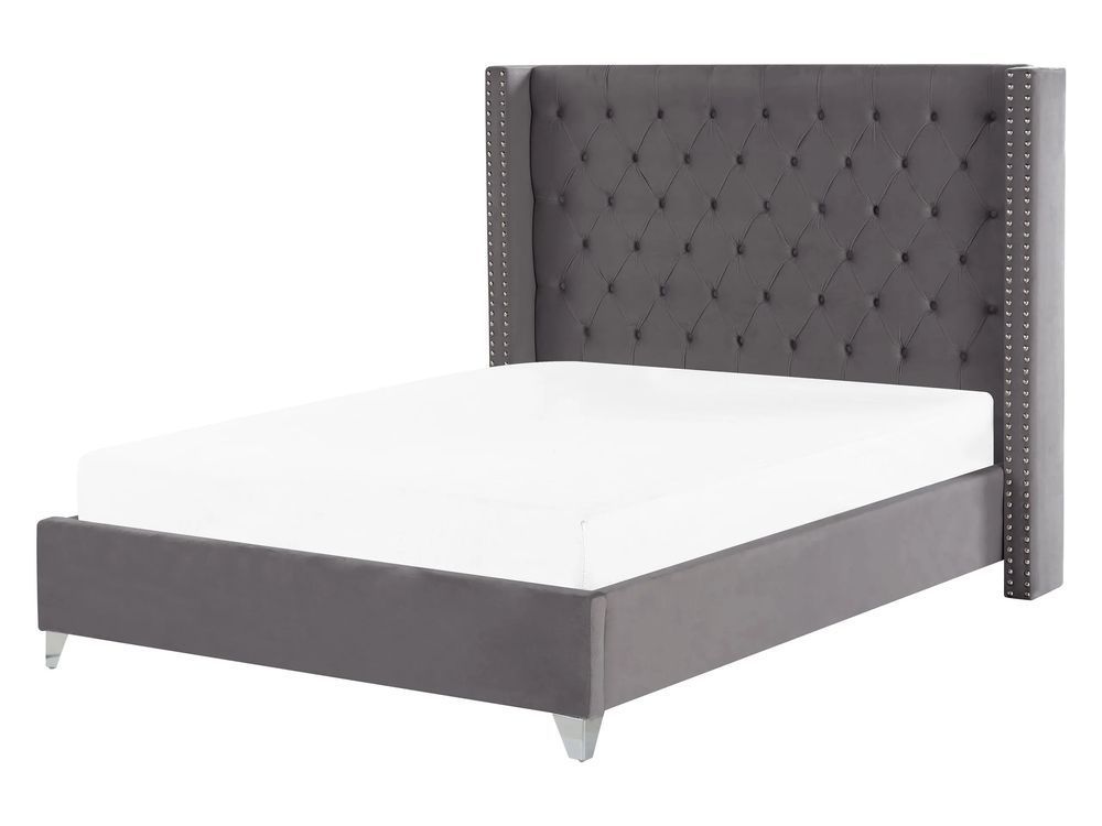 Ліжко оксамитове LUBBON 160 x 200 см (EU King Size) сірого кольору 228998-140475 фото