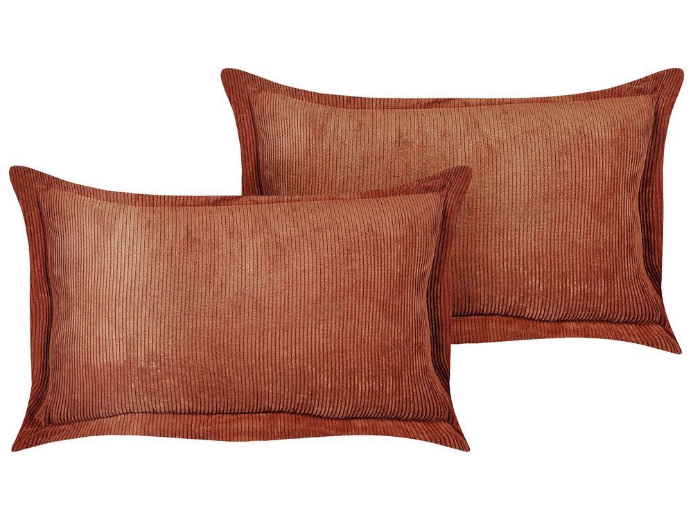Набір із 2 декоративних подушок ZINNIA Corduroy 47 x 27 см, золотисто-коричневий, однотонні 348898-380804 фото