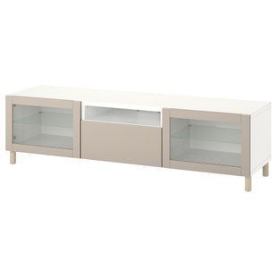ІКЕА BEST&Aring; БЕСТО, 594.359.15 Тумба під телевізор, білий Sindvik, Лаппвікен, Межарп світло-сірий, бежевий, 180x42x48 см 594.359.15 фото