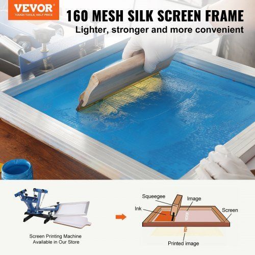 VEVOR 6-секционная алюминиевая рама для трафаретной печати, 20 x 24 дюйма, аксессуары для трафаретных печатных машин, 160 меш, кислотостойкая и не деформируемая, подходит для наволочек, тканей, бумаги, копировальной бумаги и т. д. 8637-SYKJD616020246S9BV0 фото