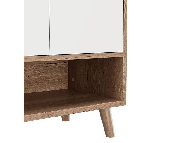 Шкаф для обуви 120x35x90 см - с 4 дверцами и 1 выдвижным ящиком - регулируемая полка - Натуральный + Белый 4889475-0006268 фото