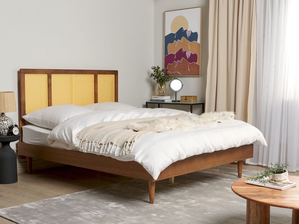 Ліжко з ротанга AURAY 160 x 200 см (EU King Size) Коричневий 310389-447938 фото