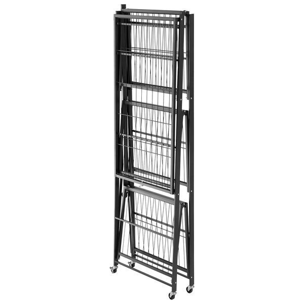 Складные 4-ярусные полки VEVOR на колесиках, 53 x 91 x 152 см, прочная складная полка, отдельно стоящая полка, полка для домашнего использования, кухонная полка, металлическая полка для гаража, кухни, подвала, черные 9983-YDKZDHJHS4C2H57U9001V0 фото