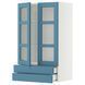 ИКЕА Навесной шкаф 2 стеклянные двери METOD МЕТОД / MAXIMERA МАКСИМЕРА, 096.017.90 Навесной шкаф 2 стеклянные двери, 2 ящика, белый, Lerhyttan синий, 60 x 100 см 096.017.90 фото 2