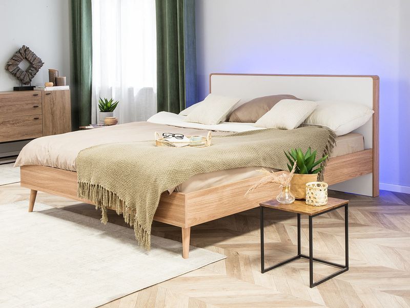 Ліжко зі світлодіодним підсвічуванням SERRIS 180 x 200 см (EU Super King) Світло-коричневе 321492-163788 фото