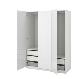 ИКЕА Шкаф PAX ПАКС / FARDAL ФАРДАЛЬ, 093.035.02 Шкаф, белый, глянец, белый, 150x60x201 см 093.035.02 фото