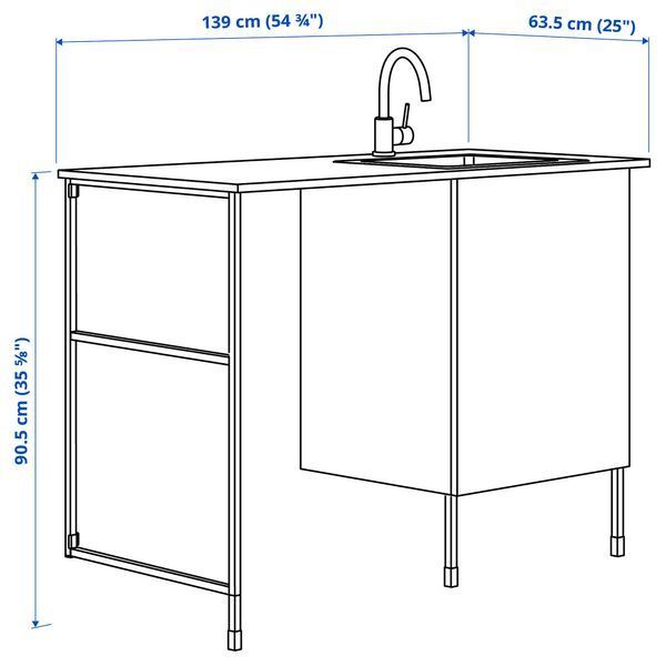 ІКЕА ENHET, 595.545.26 Пральня, антрацит, сіра рамка, 139x63.5x90.5 см 595.545.26 фото