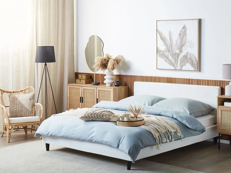 Чохол для каркаса ліжка оксамитовий FITOU 160 x 200 см білий 304748-214029 фото