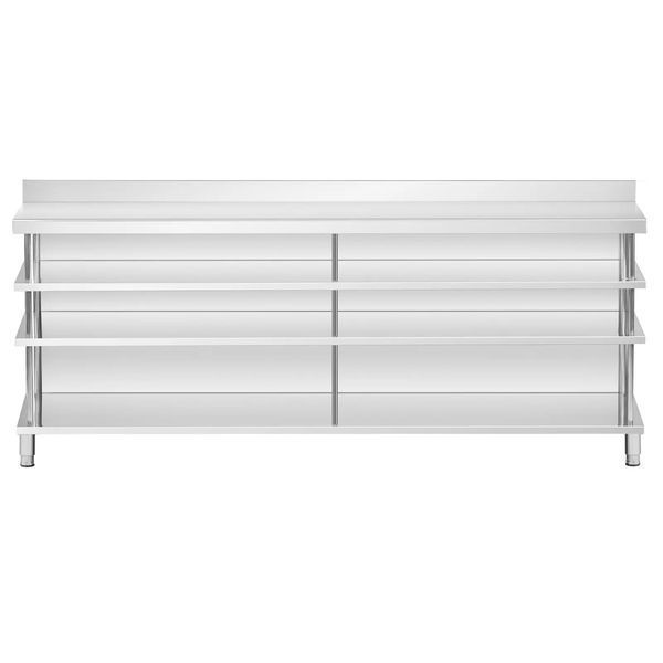 Барный стол из нержавеющей стали - 250 x 30 x 115 см - 4 полки - бортик - Royal Catering 10013470-ex-0922 фото