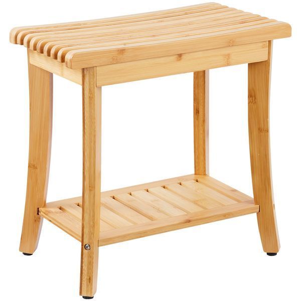 Лавка для душу VEVOR з бамбука, 19,2 x 11,2 x 18,4 дюймів, водонепроникна, з ручкою для зберігання, витримує вагу до 330 фунтів, органайзер для сидіння в гідромасажній ванні, підходить для дорослих, людей похилого віку, жінок, для використання в повітрі. 11392-ZYSCWDCWDZZHLFQY6V0 фото