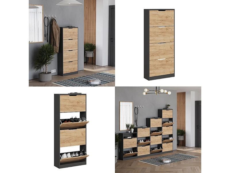 Перекидач взуття антрацит/золотистий дуб 59x22x137 luca 4779024-0057936 фото