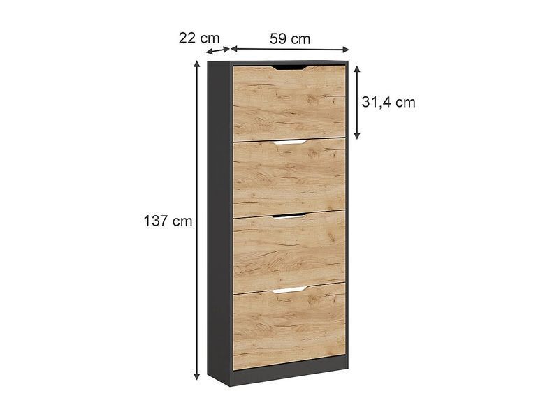 Перекидач взуття антрацит/золотистий дуб 59x22x137 luca 4779024-0057936 фото