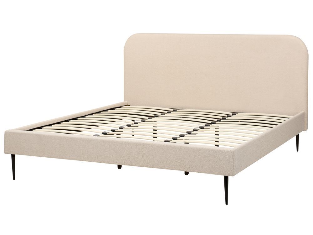 Ліжко букле FLAYAT 180 x 200 см (EU Super King) Світло-бежева 340805-420829 фото