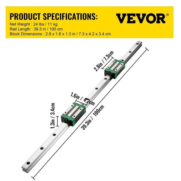 VEVOR 2 шт. Линейная направляющая HGR20-1000 мм + комплект шариковых винтов RM1605-1000 мм 0328-ZXDGTZHGR20-10001V0 фото