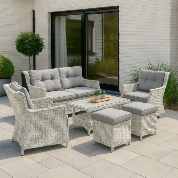 Комплект мебели TRIVENTO 2 из технораттана + бело-серые пуфы - Focus Garden 006079-9990640 фото