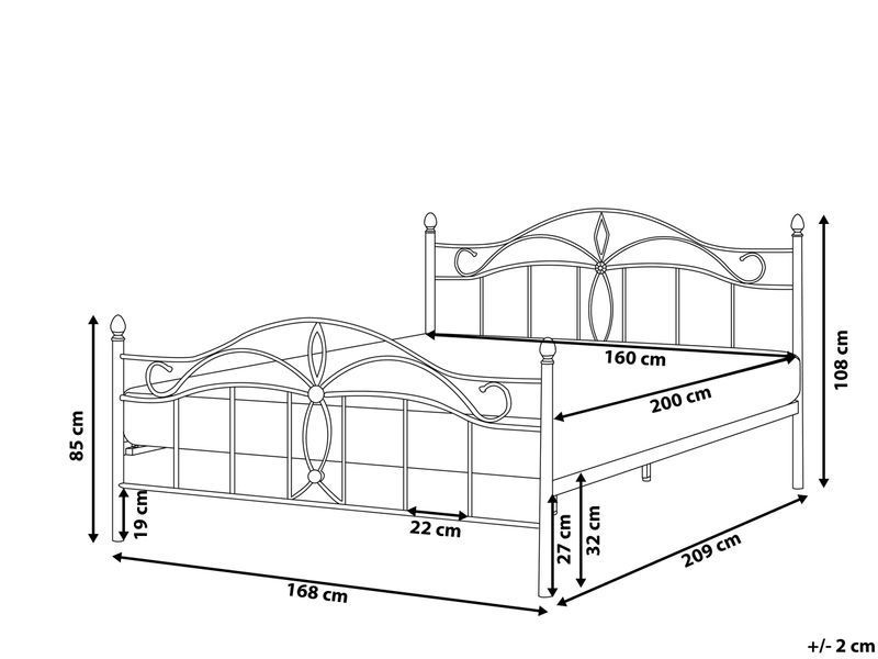 Ліжко металеве ANTLIA 160 x 200 см (EU King Size) Чорне 314930-59139 фото