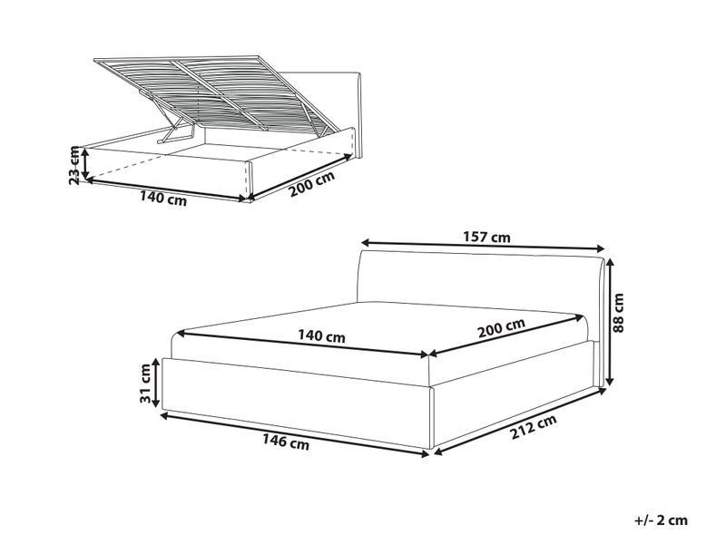 Пуф-ліжко букле ORBEY 140 x 200 см (EU Double) бежевий 342275-595242 фото